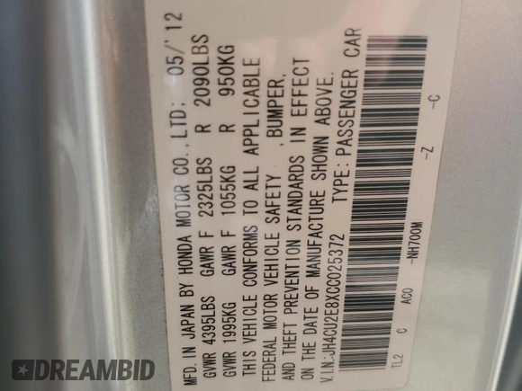2012 Acura TSX Special Edition with VIN JH4CU2E8XCC025372, listed as a Copart auction lot 44039215 with 96,111 mi miles and Salvage title. Bid and sale history available at DreamBid. Image 13.