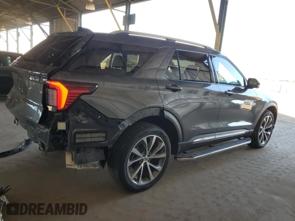 2025 Ford Explorer Platinum with VIN 1FMWK8HC8SGA15336, listed as a Copart auction lot 86760074 with 3,015 mi miles and Salvage title. Bid and sale history available at DreamBid. Image 3.