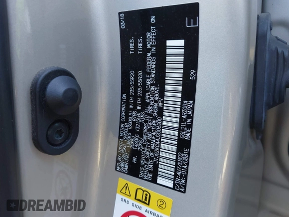 2018 Lexus RX 350L Premium with VIN JTJGZKCA4J2006200, listed as a IAAI auction lot 41781149 with 119,021 mi miles and . Bid and sale history available at DreamBid. Image 9.