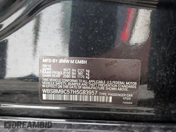 2017 BMW M3 z VIN WBS8M9C57H5G83957, wystawiony jako Copart lot #85816564 z przebiegiem 44 751 mil mil oraz Szkoda całkowita • Salvage title. Historia ofert i sprzedaży dostępna na DreamBid. Obrazek 12.