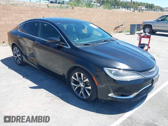 2015 Chrysler 200 C with VIN 1C3CCCCB0FN501215, listed as a IAAI auction lot 42109005 with 125,896 mi miles. Bid and sale history available at carsss.com. Image 1.
