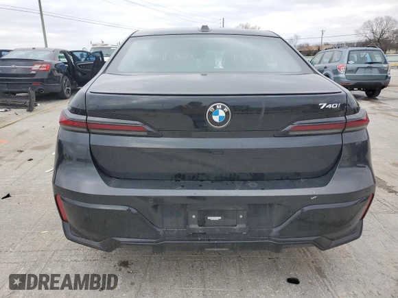 2023 BMW 7 Series 740i with VIN WBA23EH06PCM24760, listed as a Copart auction lot 44923635 with 20,840 mi miles and Salvage Title. Bid and sale history available at carsss.com. Image 6.