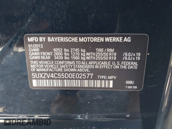 2013 BMW X5 xDrive35i z VIN 5UXZV4C55D0E02577, wystawiony jako IAAI lot #41764316 z przebiegiem 14 274 mil mil oraz . Historia ofert i sprzedaży dostępna na DreamBid. Obrazek 9.