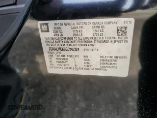 2016 GMC Terrain SLE with VIN 2GKALMEK6G6245324, listed as a Copart auction lot 52579815 with 63,156 mi miles and Salvage Title. Bid and sale history available at carsss.com. Image 14.