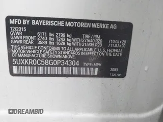 2016 BMW X5 xDrive35i with VIN 5UXKR0C58G0P34304, listed as a IAAI auction lot 42116405 with 80,851 mi miles. Bid and sale history available at carsss.com. Image 9.