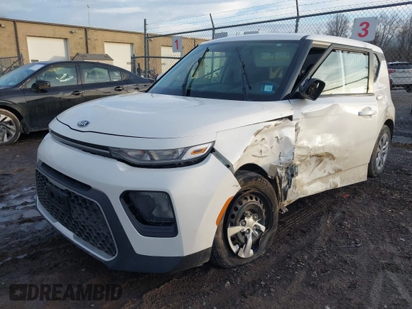 2020 Kia Soul LX with VIN KNDJ23AU5L7703963, listed as a IAAI auction lot 41211735 with 56,568 mi miles. Bid and sale history available at carsss.com. Image 2.