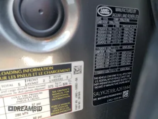 2020 Land Rover Range Rover Velar R-Dynamic S with VIN SALYK2EX9LA261844, listed as a Copart auction lot 57172065 with 43,781 mi miles and Salvage title. Bid and sale history available at DreamBid. Image 13.