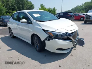 2021 Nissan LEAF SV with VIN 1N4AZ1CV4MC553350, listed as a IAAI auction lot 42462580 with 14,712 mi miles and . Bid and sale history available at DreamBid. Image 1.