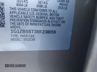 2024 Chevrolet Malibu LS with VIN 1G1ZB5ST3RF238059, listed as a IAAI auction lot 41296231 with 1,759 mi miles and . Bid and sale history available at DreamBid. Image 9.