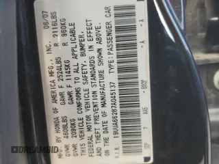 2007 Acura TL with VIN 19UUA66287A045137, listed as a Copart auction lot 53501505 with 91,156 mi miles and Clean Title. Bid and sale history available at carsss.com. Image 12.