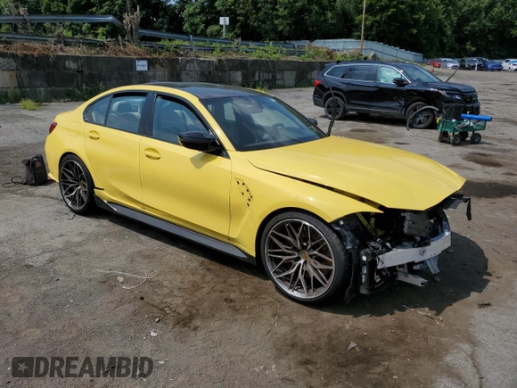 2022 BMW M3 with VIN WBS53AY01NFM30642, listed as a Copart auction lot 63445964 with 0 mi miles and Salvage Title. Bid and sale history available at carsss.com. Image 4.