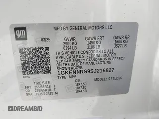 2025 GMC Acadia AWD Elevation z VIN 1GKENNRS9SJ216827, wystawiony jako IAAI lot #42408304 z przebiegiem 6 359 mil mil oraz . Historia ofert i sprzedaży dostępna na DreamBid. Obrazek 9.