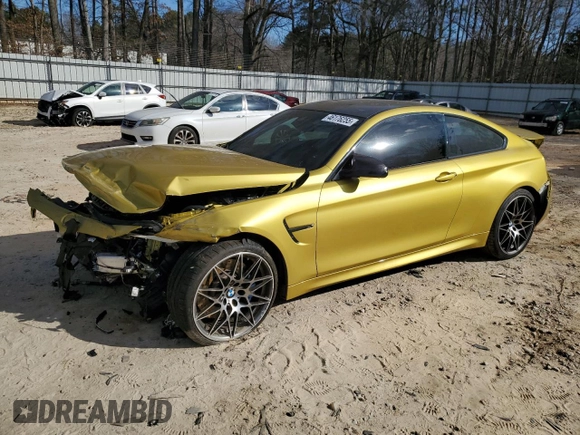 2018 BMW M4 with VIN WBS4Y9C58JAC88055, listed as a Copart auction lot 46176255 with 0 mi miles and Salvage Title. Bid and sale history available at carsss.com. Image 1.