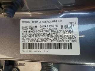 2019 Acura TLX w/A-Spec Pkg with VIN 19UUB1F64KA003687, listed as a Copart auction lot 42304375 with 78,420 mi miles and Salvage Title. Bid and sale history available at carsss.com. Image 14.