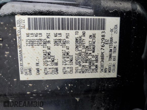 2023 Nissan Rogue S with VIN 5N1BT3AB8PC762983, listed as a Copart auction lot 64317934 with 34,652 mi miles and Salvage title. Bid and sale history available at DreamBid. Image 15.