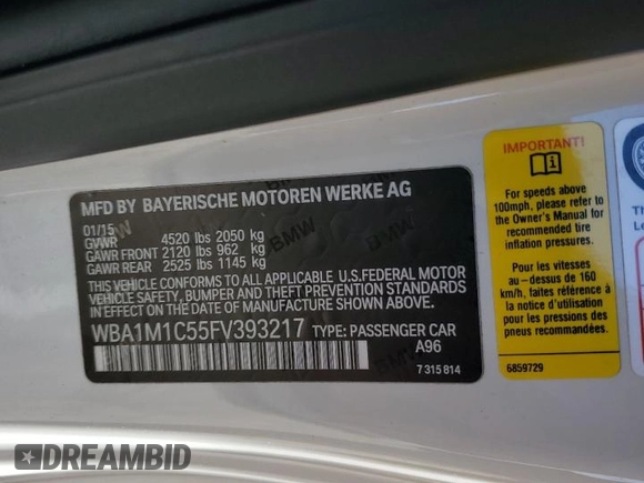 2015 BMW 2 Series M235i with VIN WBA1M1C55FV393217, listed as a Copart auction lot 70542093 with 118,918 mi miles. Bid and sale history available at carsss.com. Image 14.