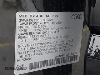 2024 Audi Q3 S line Premium with VIN WA1DECF32R1096060, listed as a IAAI auction lot 41409258 with 21,359 mi miles. Bid and sale history available at carsss.com. Image 9.