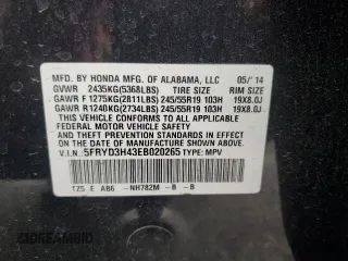 2014 Acura MDX Technology with VIN 5FRYD3H43EB020265, listed as a Copart auction lot 53580405 with 87,116 mi miles and Salvage title. Bid and sale history available at DreamBid. Image 13.