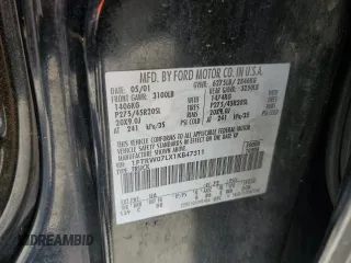 2001 Ford F-150 XLT with VIN 1FTRW07LX1KB47311, listed as a Copart auction lot 58848395 with Not provided miles and Salvage title. Bid and sale history available at DreamBid. Image 12.