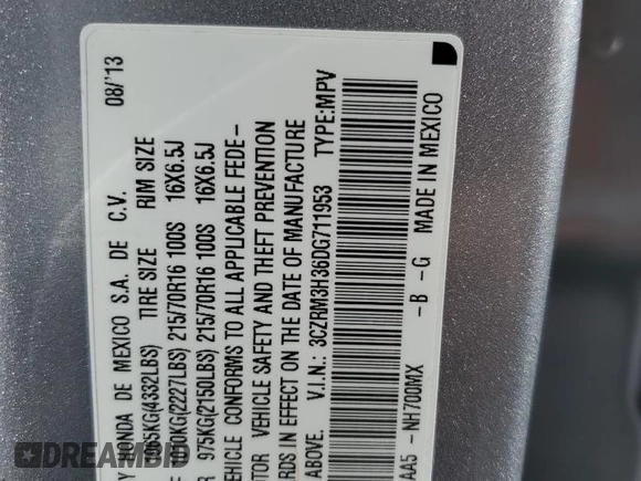 2013 Honda CR-V LX with VIN 3CZRM3H36DG711953, listed as a Copart auction lot 51794685 with 161,592 mi miles and Salvage Title. Bid and sale history available at carsss.com. Image 15.