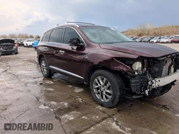 2015 Infiniti QX60 with VIN 5N1AL0MM6FC507755, listed as a Copart auction lot 54202075 with 138,426 mi miles and Salvage Title. Bid and sale history available at DreamBid. Image 15.
