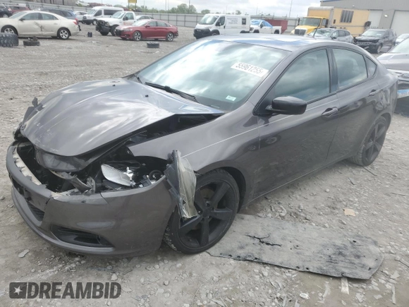 2015 Dodge Dart SXT with VIN 1C3CDFBB9FD165568, listed as a Copart auction lot 55961255 with 145,154 mi miles and Salvage title. Bid and sale history available at DreamBid. Image 1.
