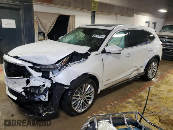 2023 Acura MDX w/Advance Package with VIN 5J8YE1H82PL024699, listed as a Copart auction lot 88757235 with 0 mi miles and Salvage Title. Bid and sale history available at carsss.com. Image 1.