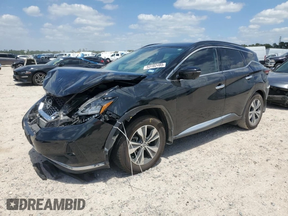 2019 Nissan Murano SV z VIN 5N1AZ2MJ5KN160207, wystawiony jako Copart lot #53182485 z przebiegiem 57 309 mil mil oraz Szkoda całkowita • Salvage title. Historia ofert i sprzedaży dostępna na DreamBid. Obrazek 1.