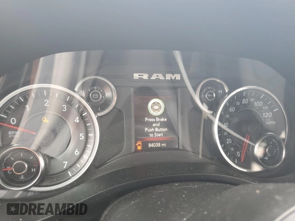 2020 Ram 1500 Big Horn with VIN 1C6RREBT5LN245943, listed as a Copart auction lot 43870225 with 84,038 mi miles and Salvage Title. Bid and sale history available at carsss.com. Image 9.
