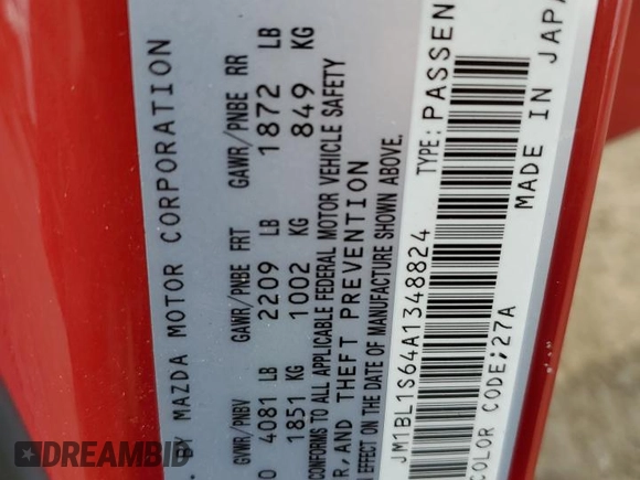 2010 Mazda 3 S Grand Touring with VIN JM1BL1S64A1348824, listed as a Copart auction lot 60801335 with 116,844 mi miles and Salvage title. Bid and sale history available at DreamBid. Image 12.