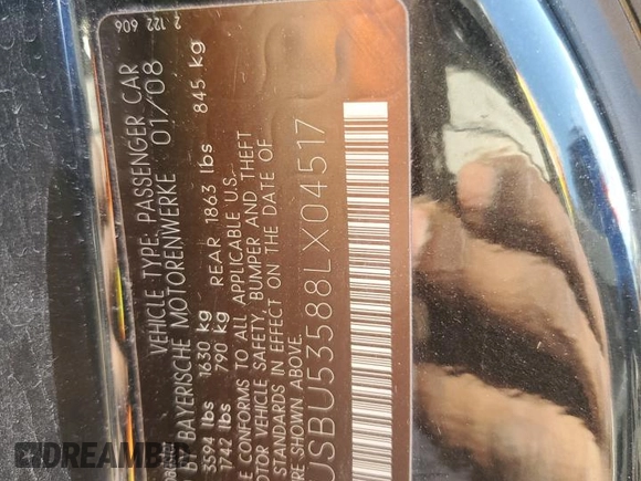 2008 BMW Z4 3.0si with VIN 4USBU53588LX04517, listed as a Copart auction lot 79946694 with 0 mi miles and Salvage Title. Bid and sale history available at carsss.com. Image 12.