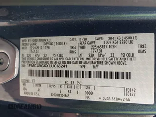 2020 Ford Escape SE z VIN 1FMCU9G6XLUC68241, wystawiony jako IAAI lot #42445888 z przebiegiem 39 712 mil mil oraz . Historia ofert i sprzedaży dostępna na DreamBid. Obrazek 9.