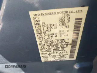 2008 Nissan Quest S with VIN 5N1BV28U68N108792, listed as a IAAI auction lot 41696473 with 141,390 mi miles. Bid and sale history available at carsss.com. Image 9.