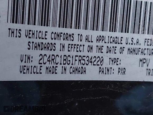 2015 Chrysler Town & Country Touring with VIN 2C4RC1BG1FR534220, listed as a IAAI auction lot 41489371 with 136,923 mi miles. Bid and sale history available at carsss.com. Image 9.