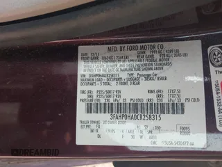 2012 Ford Fusion SE z VIN 3FAHP0HA0CR258315, wystawiony jako IAAI lot #42193203 z przebiegiem 87 212 mil mil oraz . Historia ofert i sprzedaży dostępna na DreamBid. Obrazek 9.