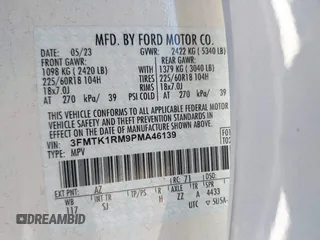 2023 Ford Mustang Mach-E Select с VIN 3FMTK1RM9PMA46139, выставлен на аукционе IAAI как лот 40752839 с пробегом 40 767 миль миль и . История ставок и продаж доступна на DreamBid. Изображение 9.