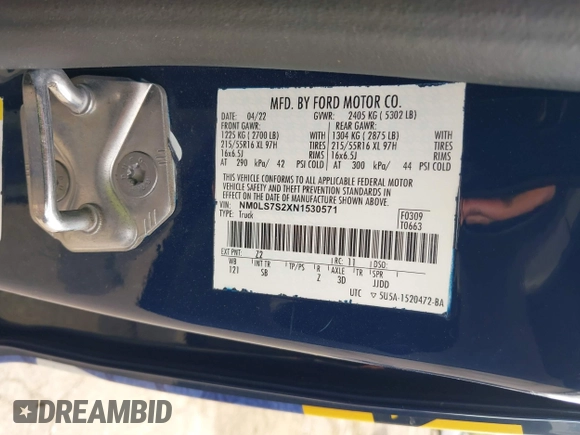 2022 Ford Transit Connect XL с VIN NM0LS7S2XN1530571, выставлен на аукционе IAAI как лот 41892701 с пробегом 32 647 миль миль и . История ставок и продаж доступна на DreamBid. Изображение 9.