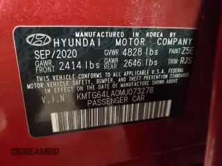 2021 Genesis G70 2.0T with VIN KMTG64LA0MU073278, listed as a Copart auction lot 76796594 with 47,983 mi miles and Salvage Title. Bid and sale history available at carsss.com. Image 12.