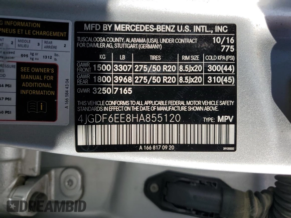 2017 Mercedes-Benz GLS 450 z VIN 4JGDF6EE8HA855120, wystawiony jako Copart lot #61001475 z przebiegiem 98 703 mil mil oraz Szkoda całkowita • Salvage title. Historia ofert i sprzedaży dostępna na DreamBid. Obrazek 13.