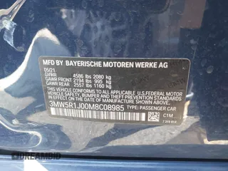 2021 BMW 3 Series 330i z VIN 3MW5R1J00M8C08985, wystawiony jako IAAI lot #41977683 z przebiegiem 34 640 mil mil oraz . Historia ofert i sprzedaży dostępna na DreamBid. Obrazek 9.