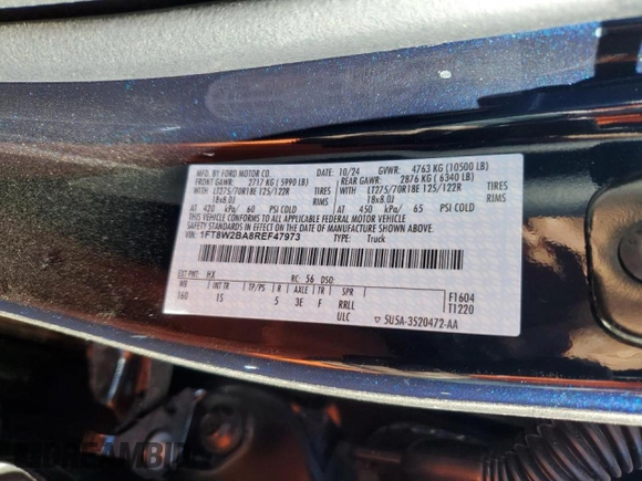 2024 Ford Super Duty F-250 SRW XL with VIN 1FT8W2BA8REF47973, listed as a Copart auction lot 41468795 with 129 mi miles and Salvage Title. Bid and sale history available at carsss.com. Image 13.