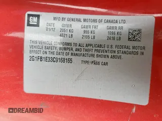 2012 Chevrolet Camaro 1LT with VIN 2G1FB1E33C9168165, listed as a Copart auction lot 57306385 with 156,165 mi miles and Clean title. Bid and sale history available at DreamBid. Image 12.