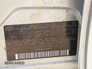2011 Hyundai Sonata Limited with VIN 5NPEC4AC6BH196173, listed as a IAAI auction lot 41977273 with 118,860 mi miles and . Bid and sale history available at carsss.com. Image 9.
