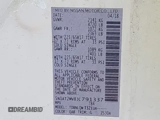 2018 Nissan Rogue SV with VIN 5N1AT2MV8JC791337, listed as a IAAI auction lot 41650978 with 69,469 mi miles. Bid and sale history available at carsss.com. Image 9.