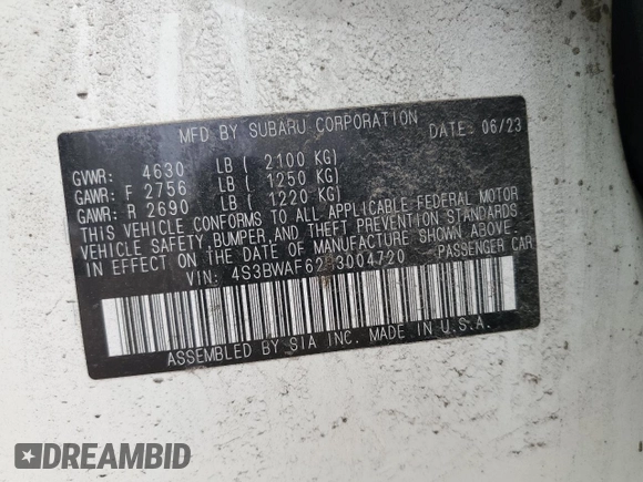 2024 Subaru Legacy Premium with VIN 4S3BWAF62R3004720, listed as a Copart auction lot 57052295 with 28,879 mi miles and Clean title. Bid and sale history available at DreamBid. Image 13.
