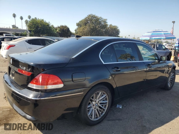 2003 BMW 7 Series 745Li with VIN WBAGN63413DR12213, listed as a Copart auction lot 72643284 with 186,506 mi miles and Salvage Title. Bid and sale history available at carsss.com. Image 3.
