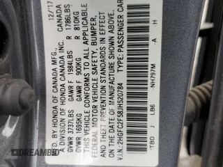 2018 Honda Civic LX with VIN 2HGFC2F58JH520784, listed as a Copart auction lot 49917785 with 49,059 mi miles and Salvage Title. Bid and sale history available at carsss.com. Image 12.