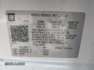 2020 Cadillac XT4 FWD Sport with VIN 1GYFZER44LF029323, listed as a IAAI auction lot 41906596 with Not Provided miles and . Bid and sale history available at carsss.com. Image 9.