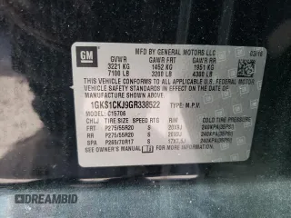 2016 GMC Yukon Denali with VIN 1GKS1CKJ9GR338522, listed as a Copart auction lot 76981904 with Not Provided miles and Non Repairable. Bid and sale history available at carsss.com. Image 15.