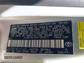 2010 Toyota Yaris with VIN JTDBT4K35A1359371, listed as a IAAI auction lot 41870593 with 207,616 mi miles. Bid and sale history available at carsss.com. Image 9.
